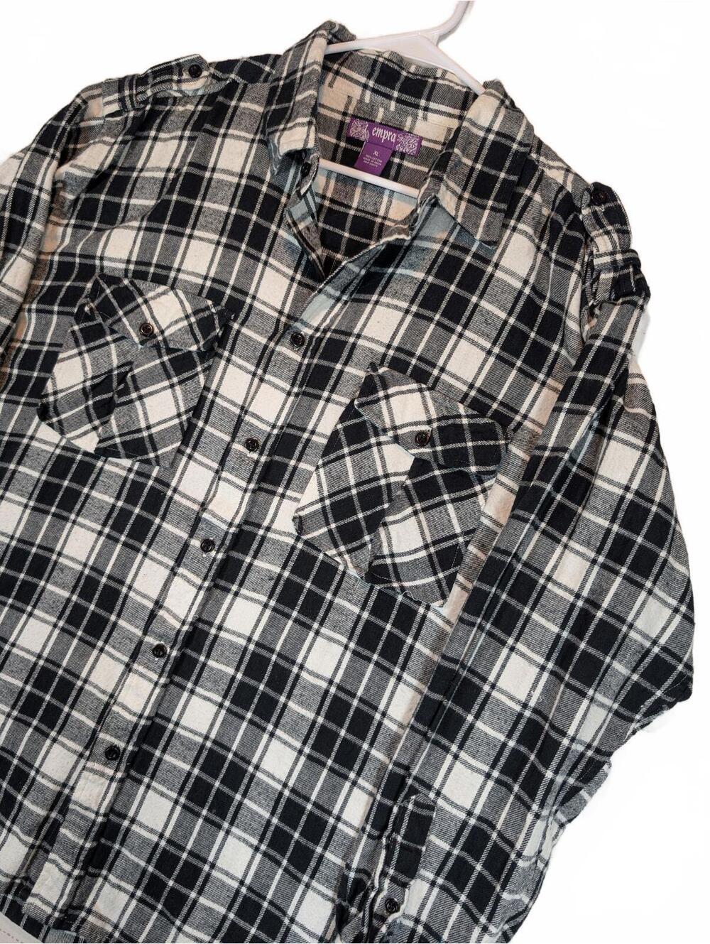 Empra Plaid Flannel Shirt Button Up Pocket Casual Skate Mens XL Cotton
